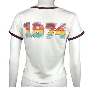 Seriously Soft Baby Cropped Baby Tee "Happy Campin" "1974", S/P, NWOT‌‌‌